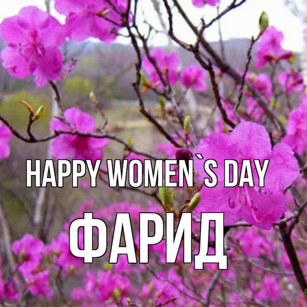 Greetings card с именем, ФАРИД happy women`s day международный женский день Greetings with text for free download 